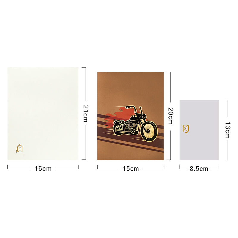 Road Rebel 3D Motorcycle Greeting Card - Birthday Anniversary Holidays Event