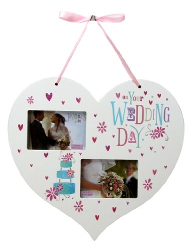 On Your Wedding Day Hanging Heart Photo Frame with 2 4" x 3" spaces