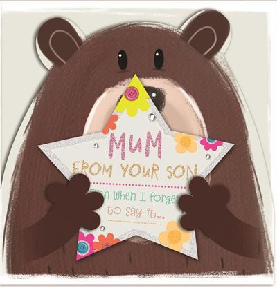 Mum From Your Son Cute Die Cut 'All About Gus' Design Mother's Day Card