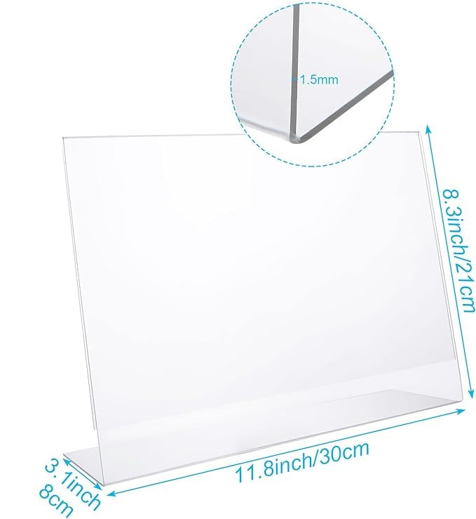 A4 Horizontal Design L-Shape Transparent Acrylic Label Sign Holder