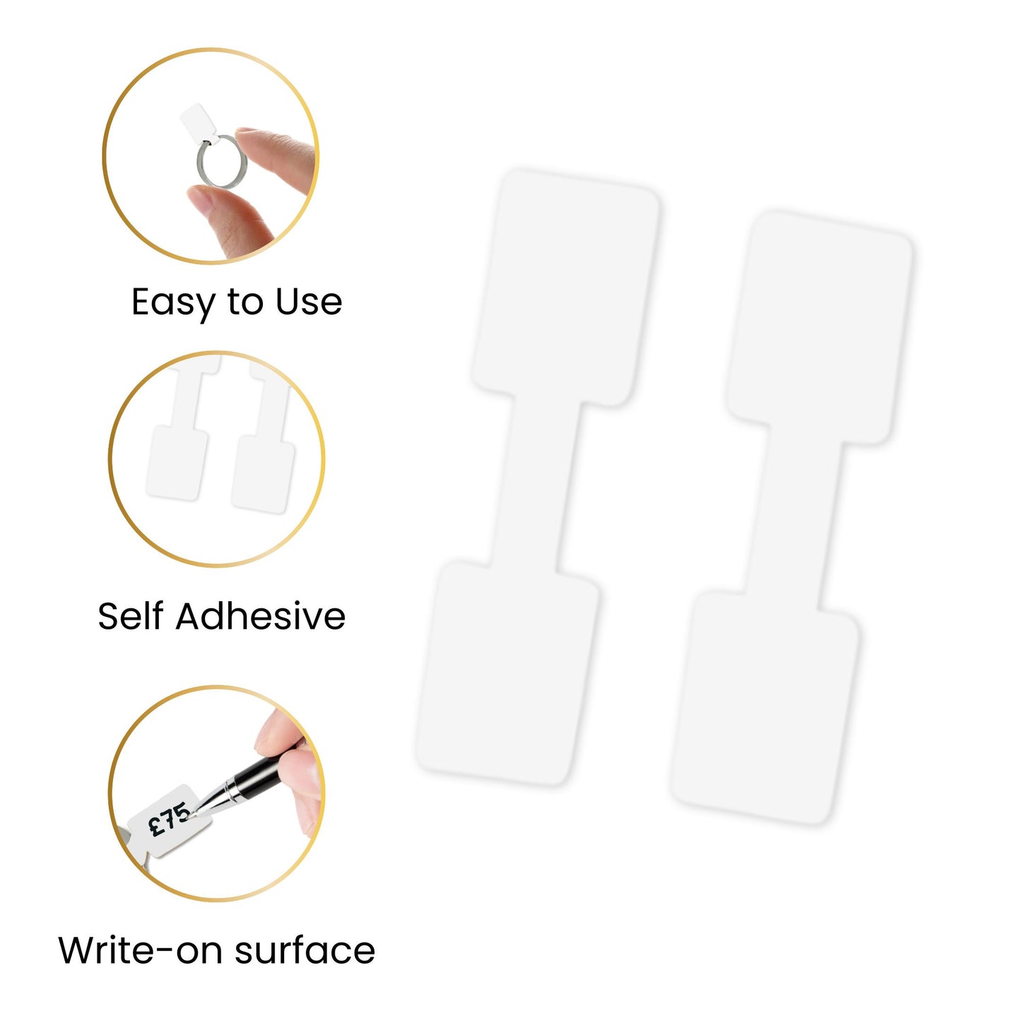 Pack of 576 White Jewellery Labels 10x38mm