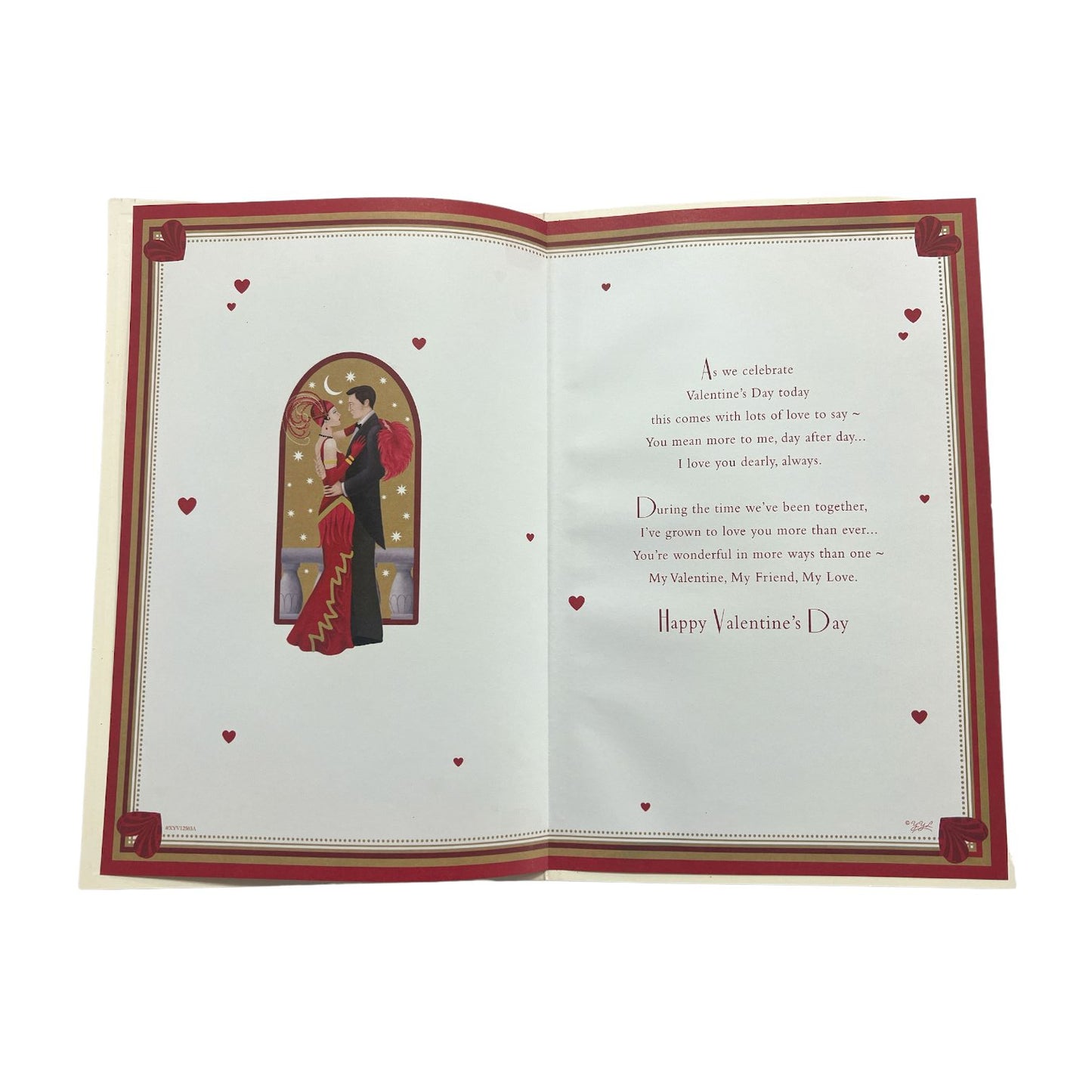 To The One I Love On Valentine's Day Gold And Red Glitter Finished Card