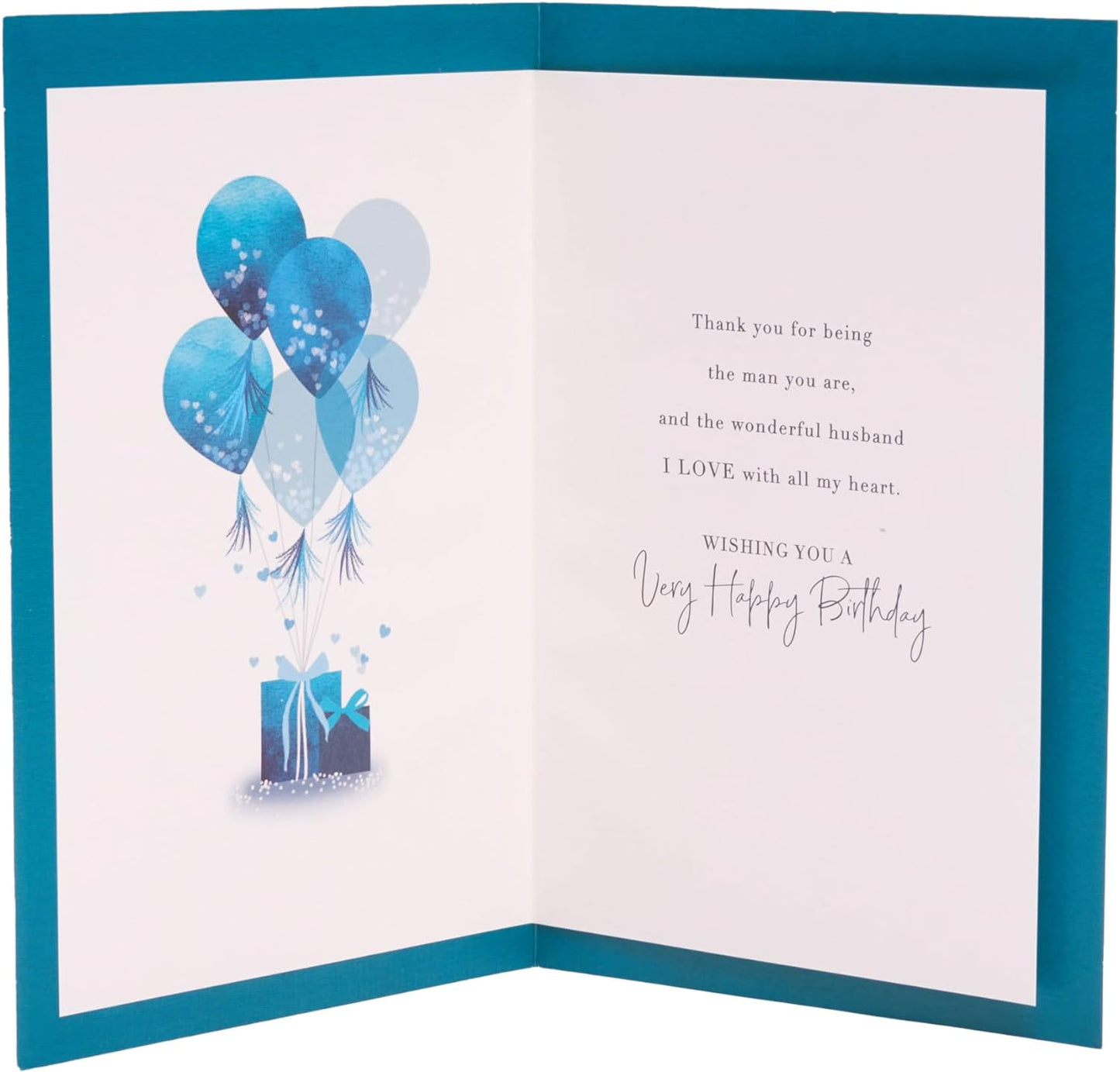 Husband Birthday Card Blue Heart Design 