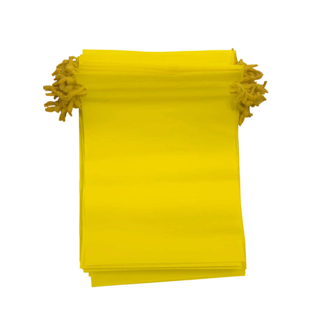Pack of 50 Yellow Coloured 21x29cm PEVA Frosted Drawstring Bags