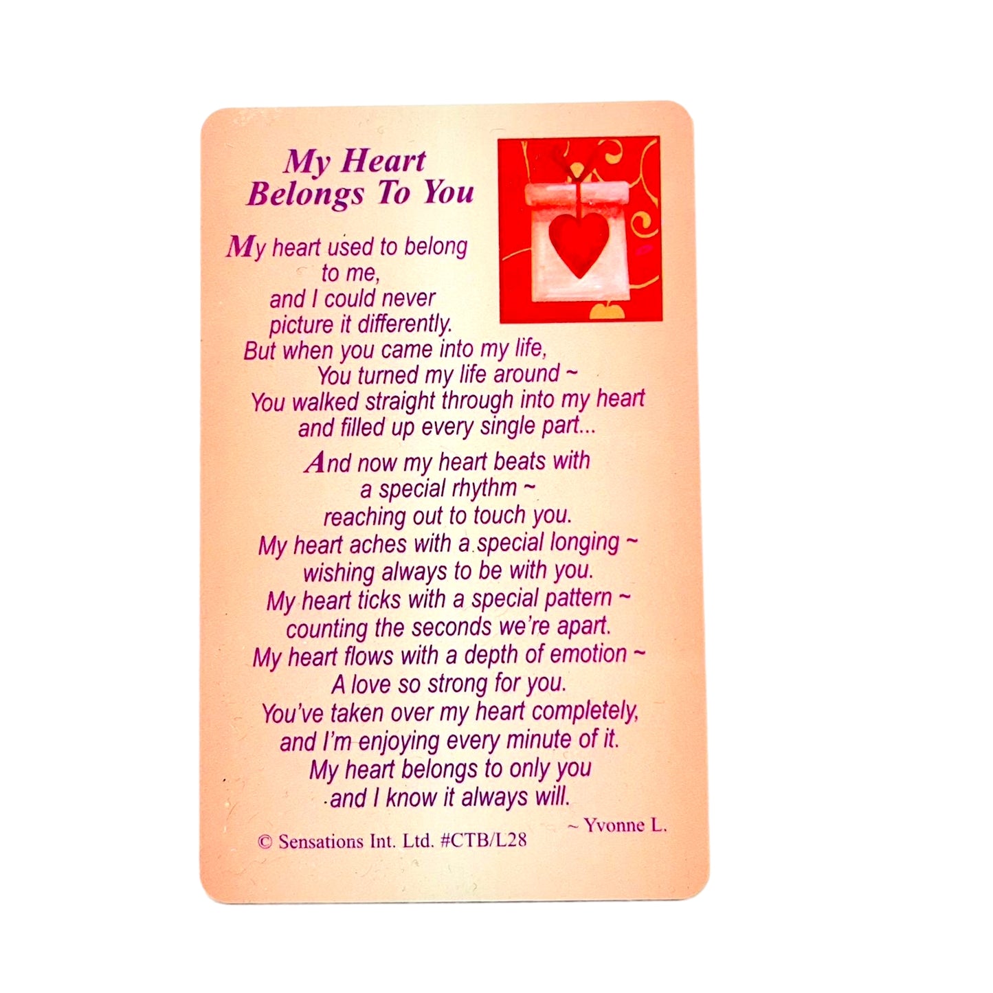 My Heart Belongs To You Wallet Card (Sentimental Keepsake Wallet / Purse Card)