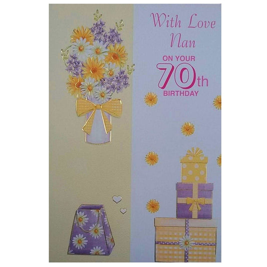 With Love Nan On Your 70th Birthday Card