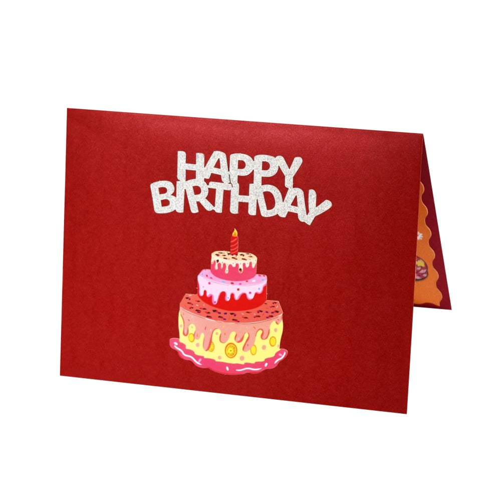 Strawberry Birthday Cake 3D Pop Up Greeting Card
