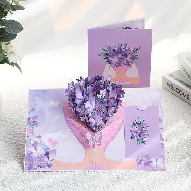 Orchids in Hand 3D Pop Up Greeting Card - Mother's Day Birthday Anniversary