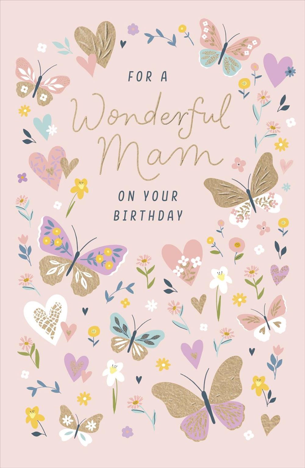 Hand Drawn Hearts Design Mam Birthday Card