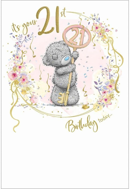 Bear With Key 21st Birthday Card