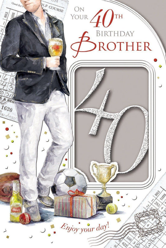 Xpress Yourself Brother 40 Today! Medium Sized Birthday Card