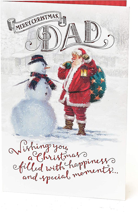 Dad Christmas Card Santa and Snowman 