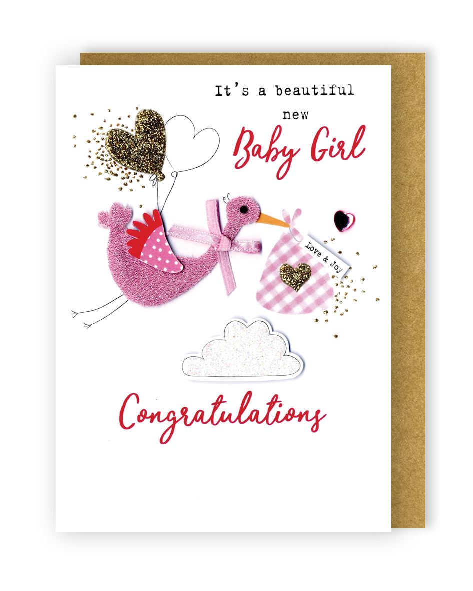 Pink Stork Birth Of Granddaughter Congratulations Card