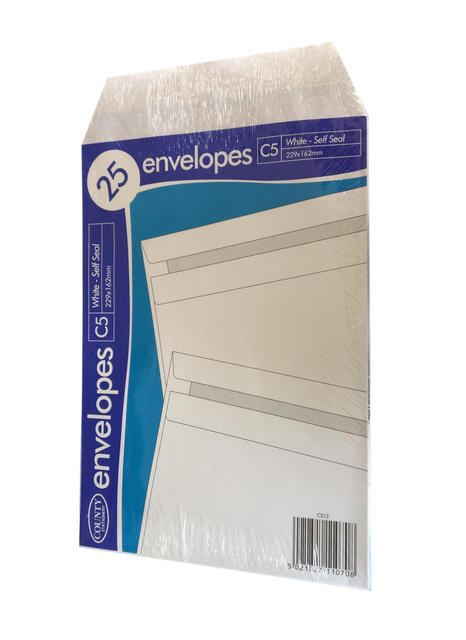 Pack of 25 C5 White Self Seal Envelopes
