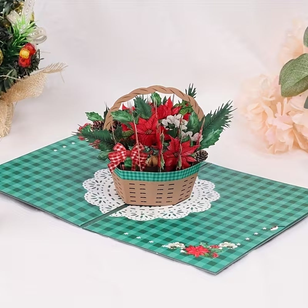 Poinsettia Wishes 3D Pop Up Delight Christmas Card
