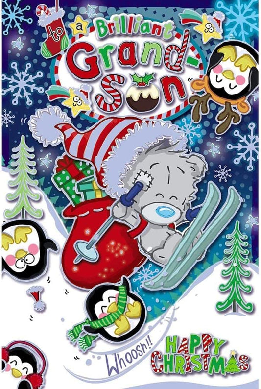 Bear Skiing Grandson Christmas Card