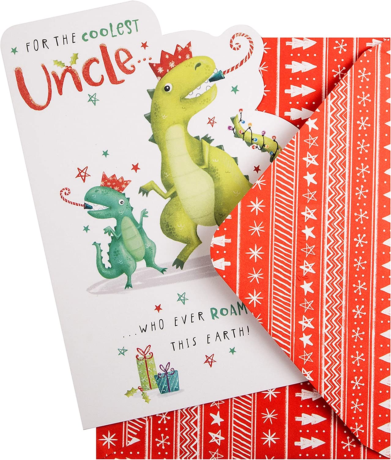 Cute Dinosaur Design Uncle Christmas Card