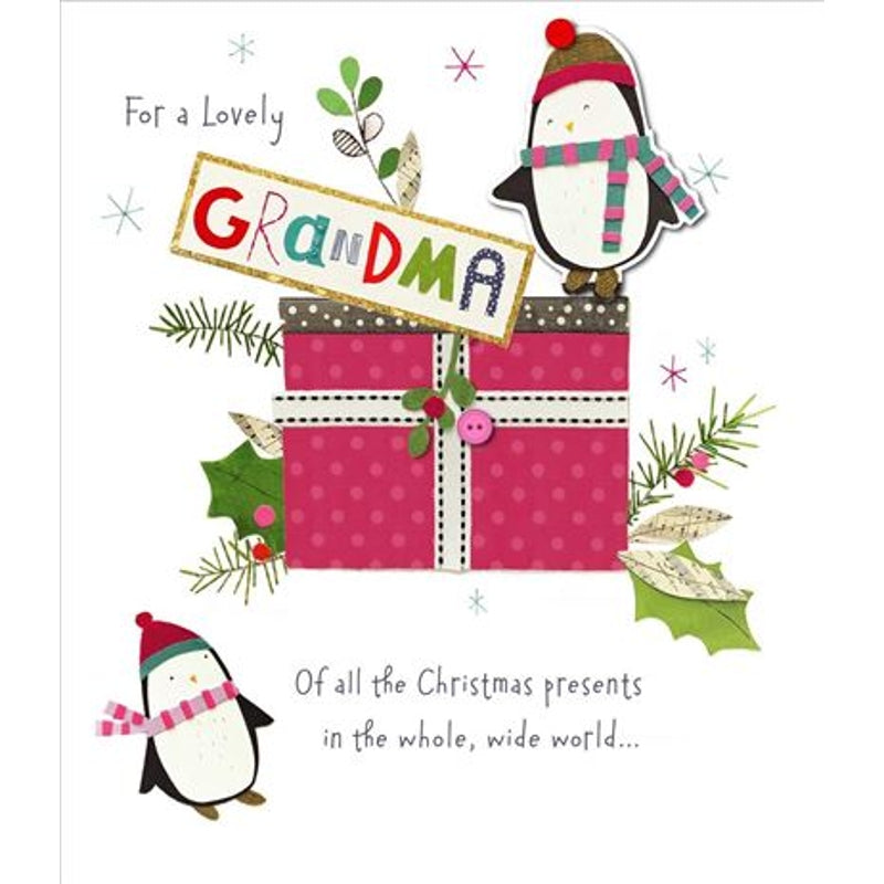 For A Lovely Grandma Gift Box Design Hand Finished Christmas Card