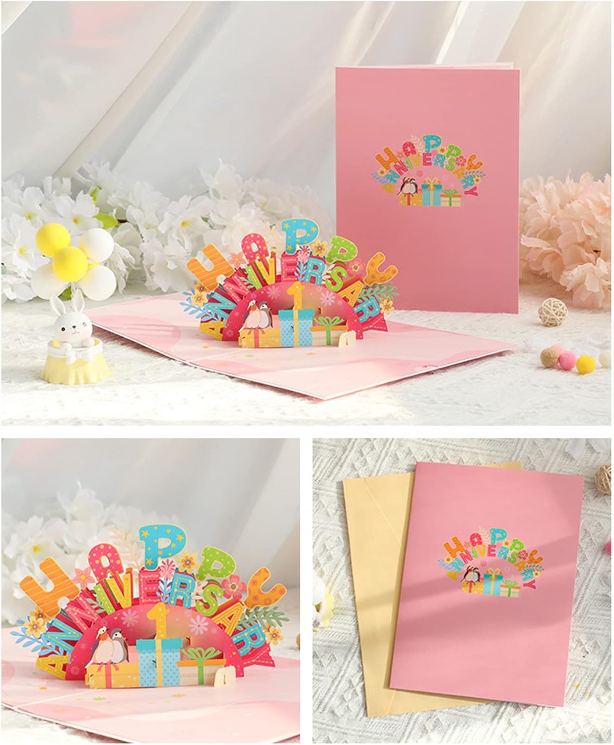 Joyful Birds & Blooms Customizable 3D Pop Up Anniversary Card