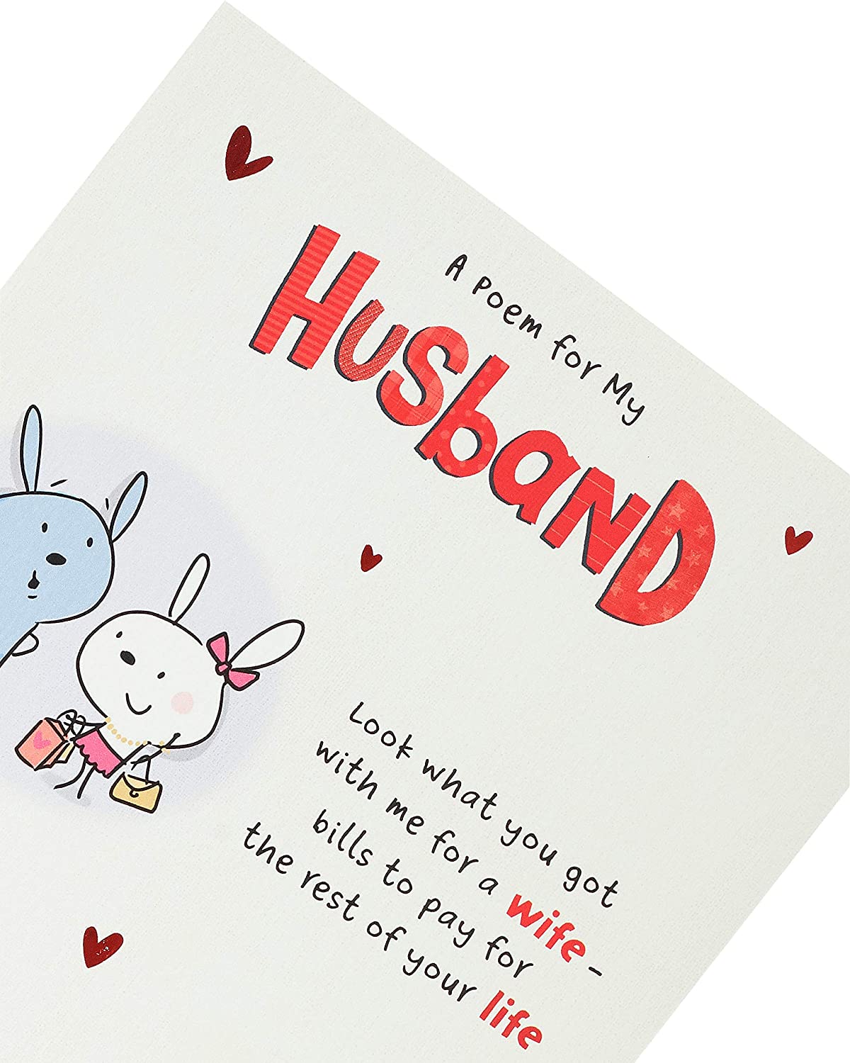 For Husband Bunny With Poem Design Valentine's Day Card