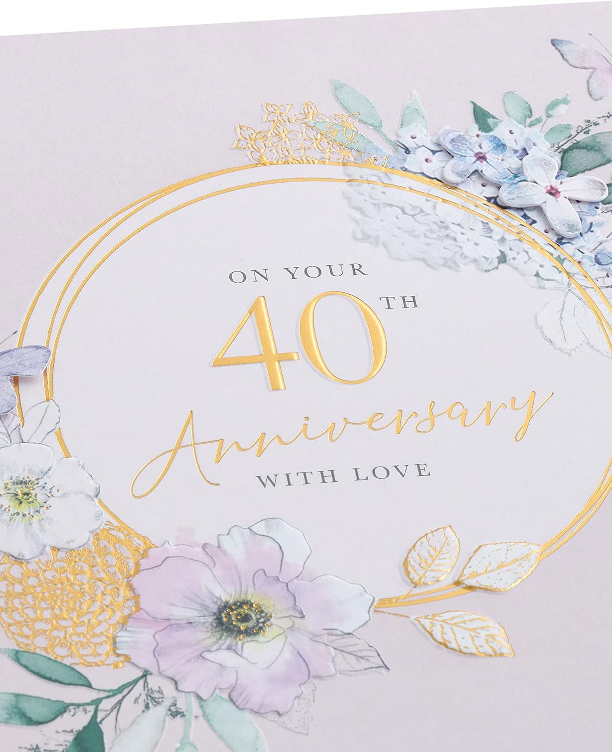 Soft Floral Design 40th Ruby Anniversary Card