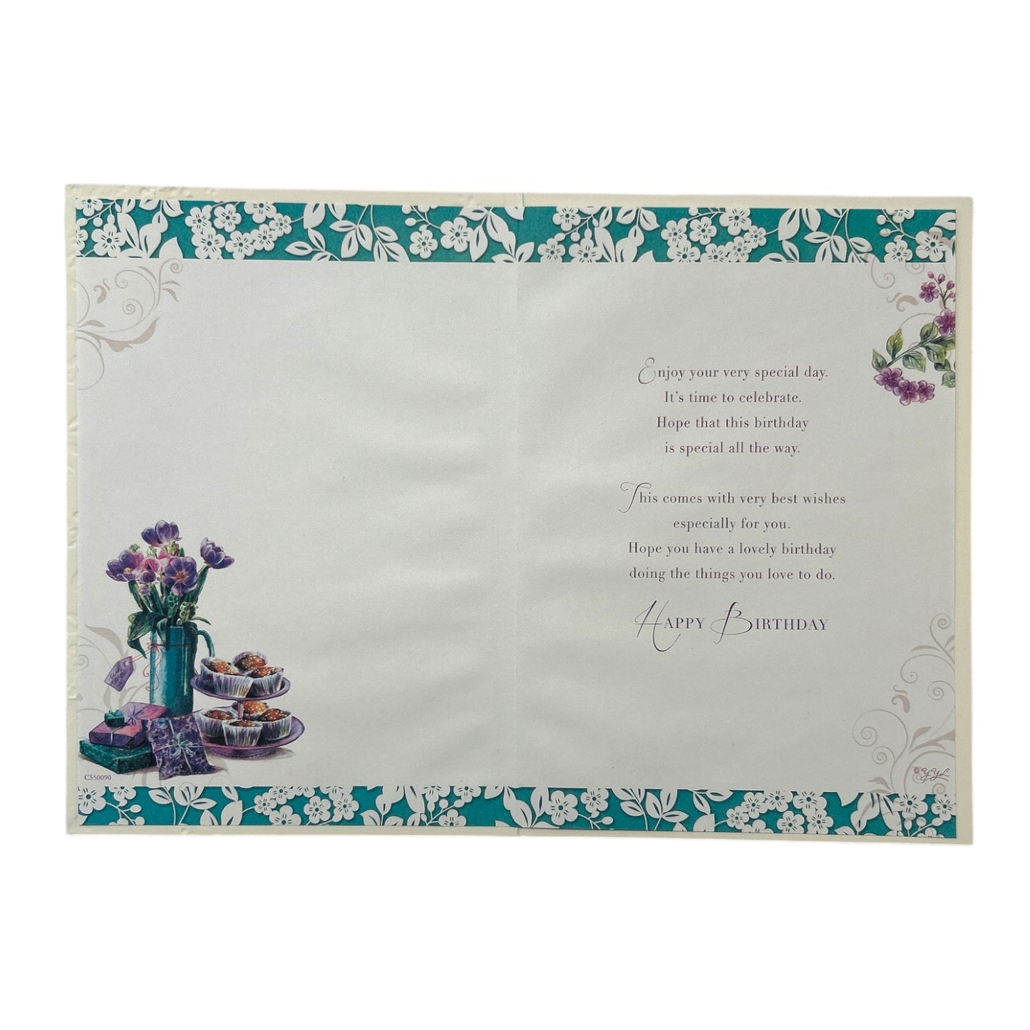 Open Female Celebrity Styled Floral Design Birthday Card