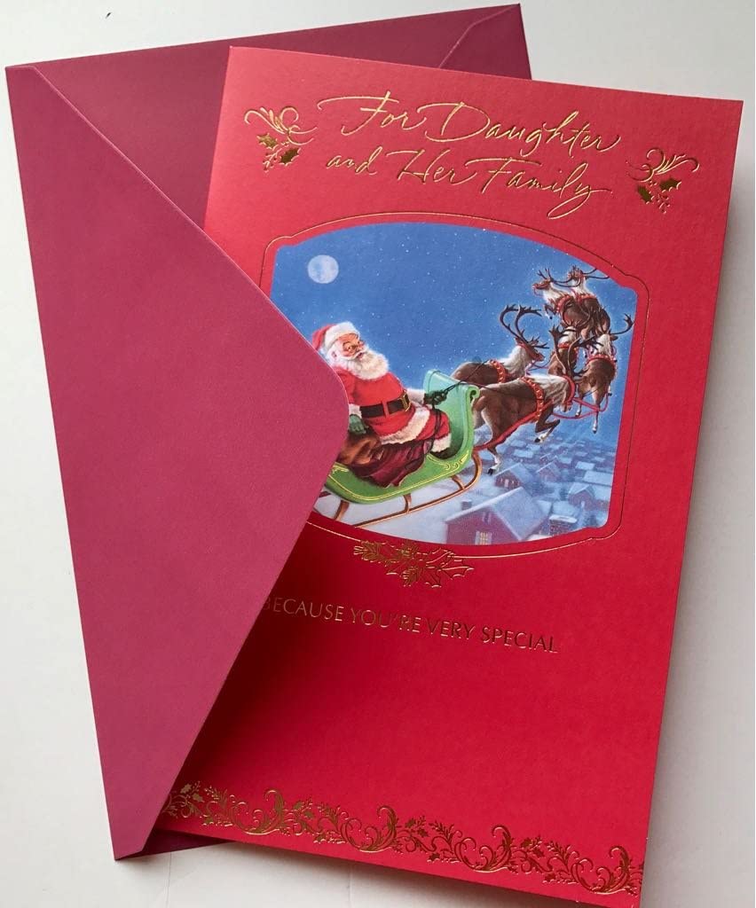 Daughter and Family at Christmas Card With Nice Verse Card