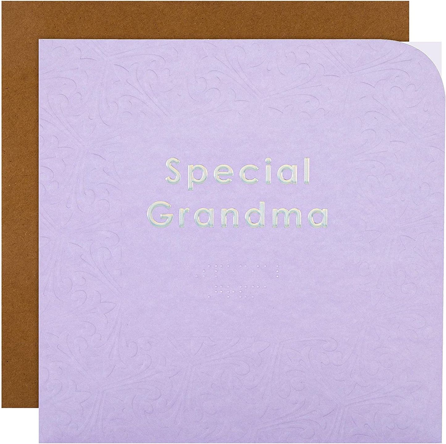 Grandma Birthday Card Contemporary Patterned Design Braille