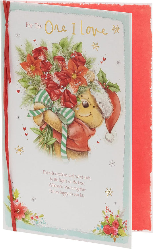 Disney Winnie the Pooh Bouquet Design for The One I Love Christmas Card