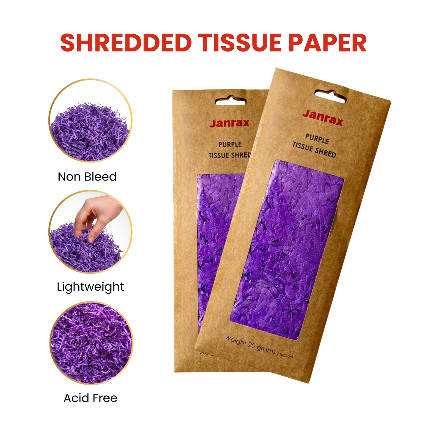 48 Packs of Purple Tissue Shred 20g - Total 960g