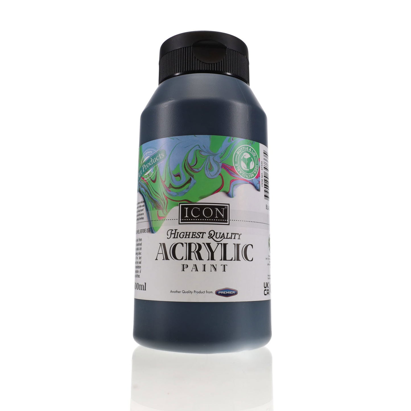 500ml Black Acrylic Paint By Icon