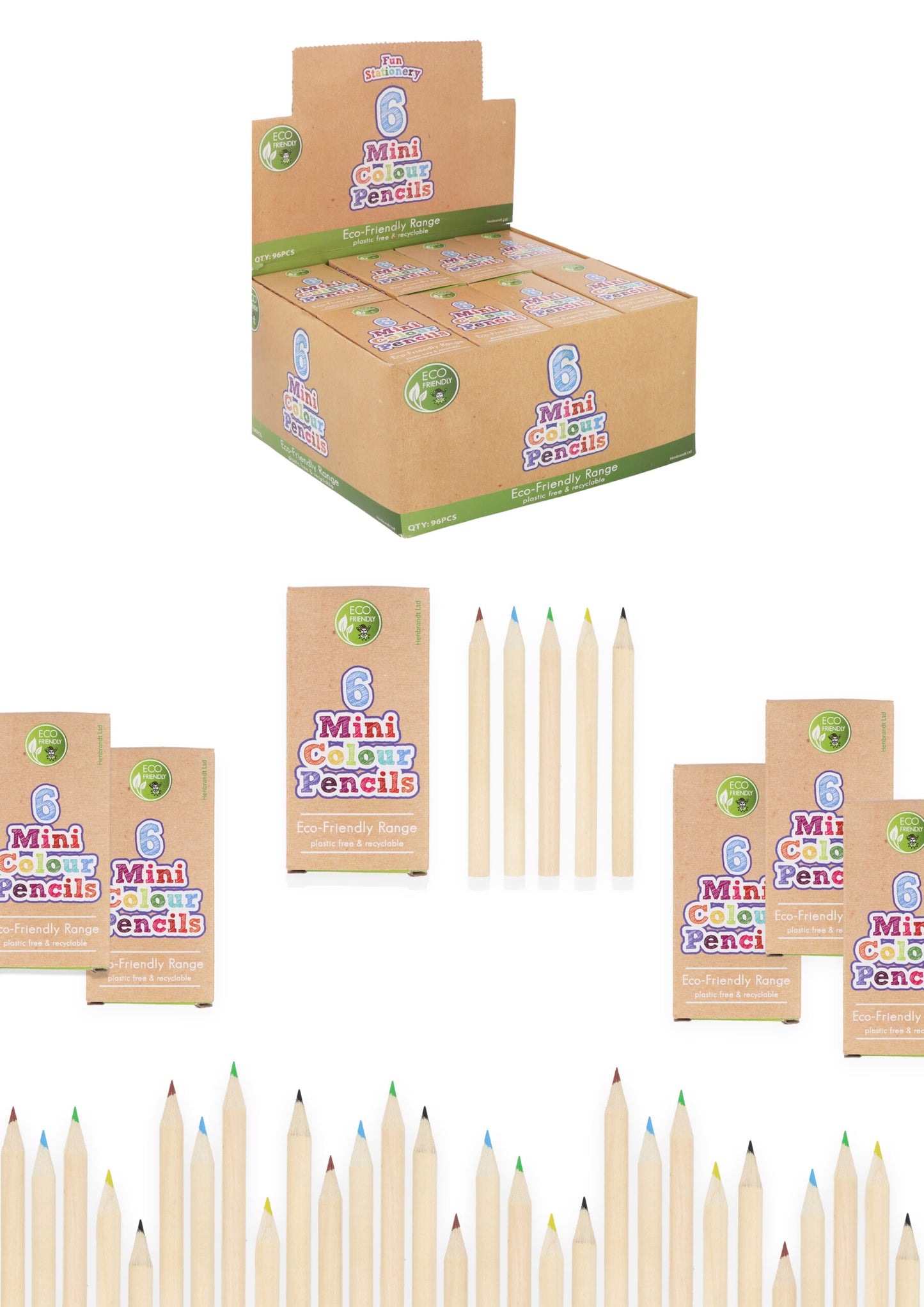 12 Packs of 6 Pieces Eco-Friendly Mini Colouring Pencils