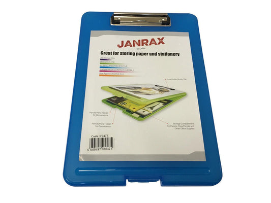 100 x A4 Blue Clipboard Box File - Storage Filing Clip Board Case