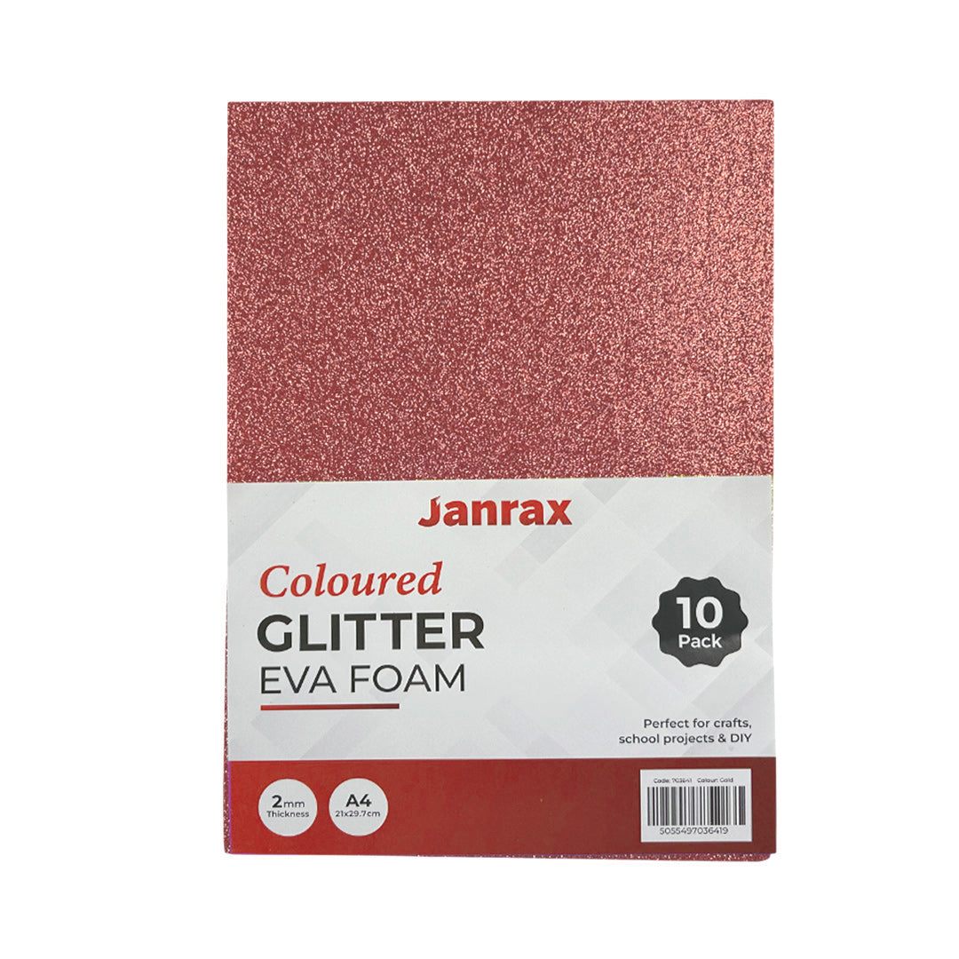 Pack of 50 A4 Rose Gold Glitter EVA Foam Sheets