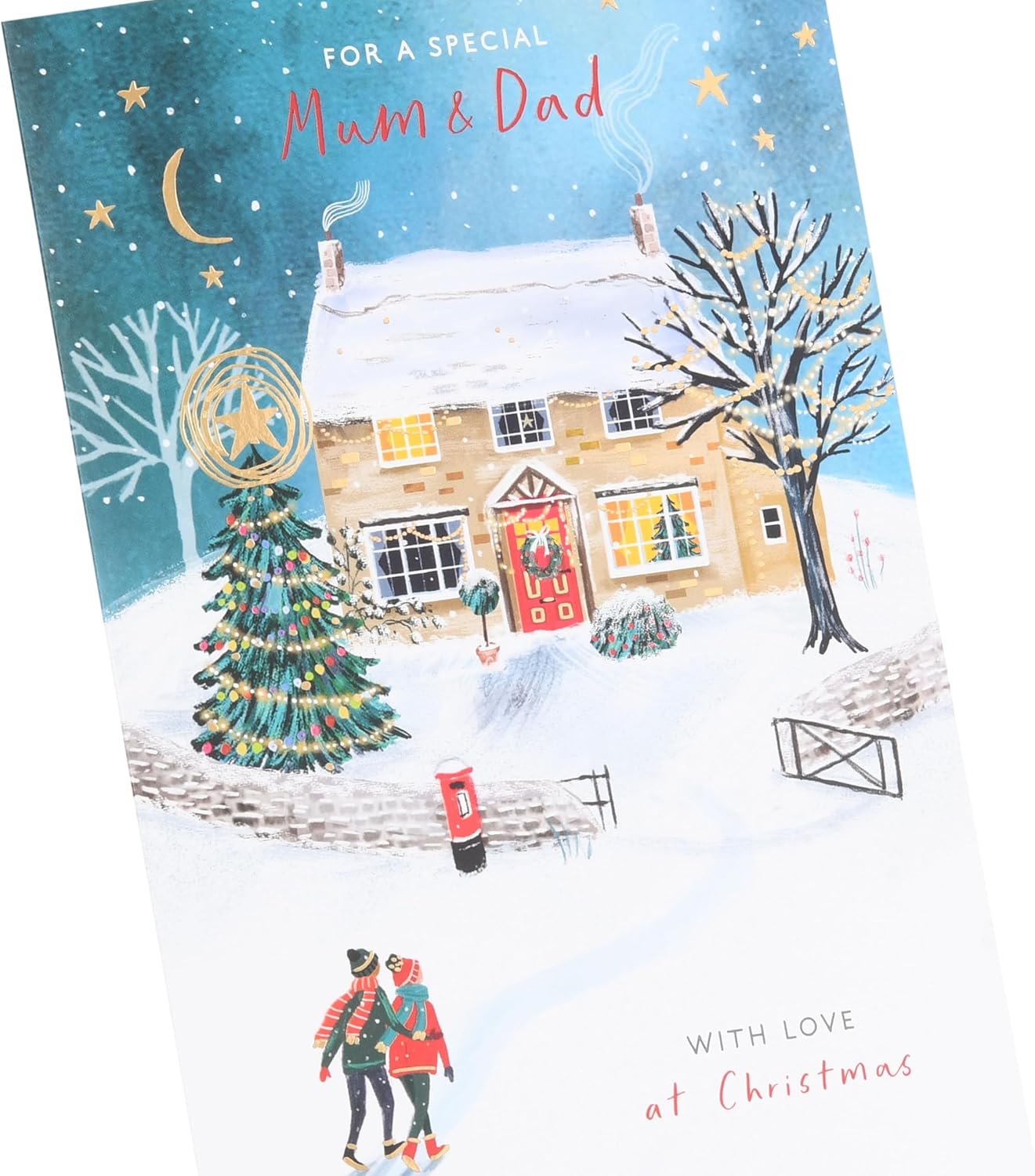 Couple Walking in the Snow Mum & Dad Christmas Card
