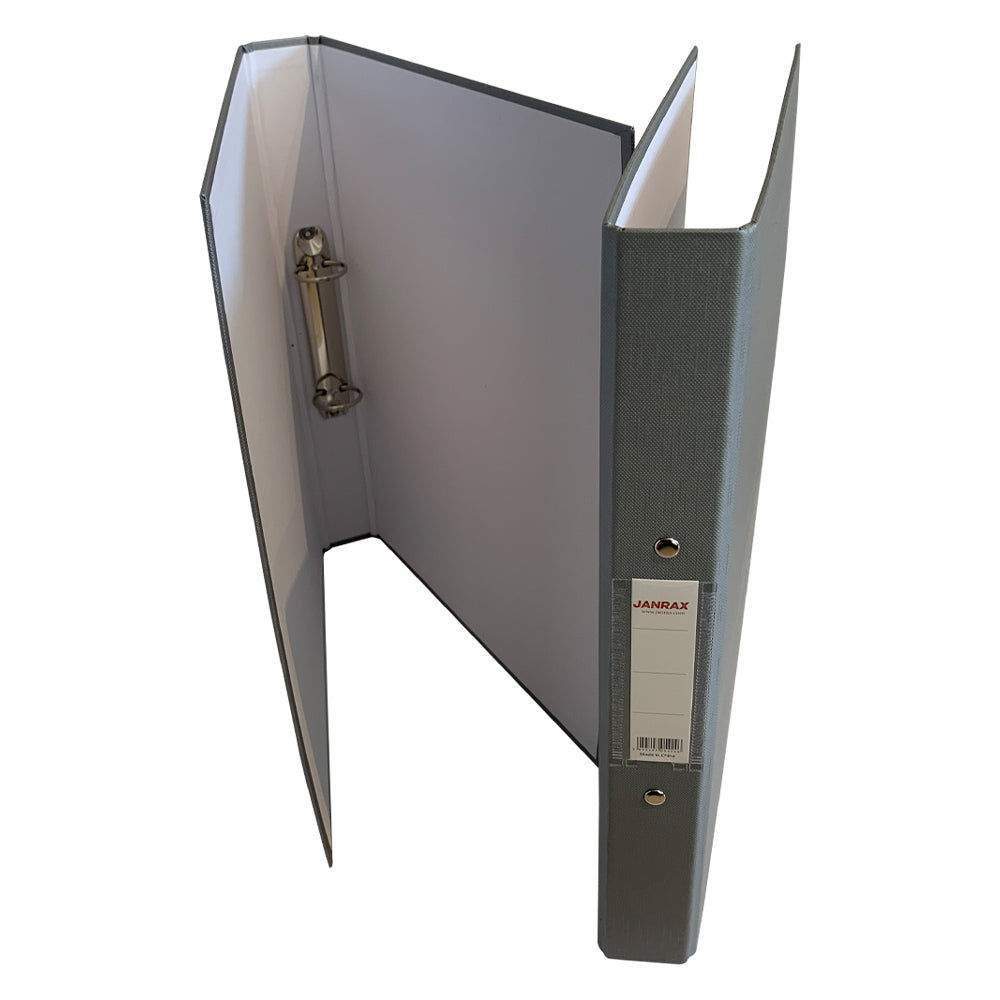 Pack of 3 A4 Grey Paper Over Board Ring Binders by Janrax