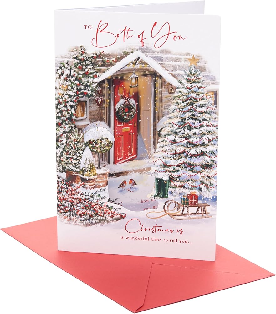Snow Front Door Scene Both Of You Christmas Card