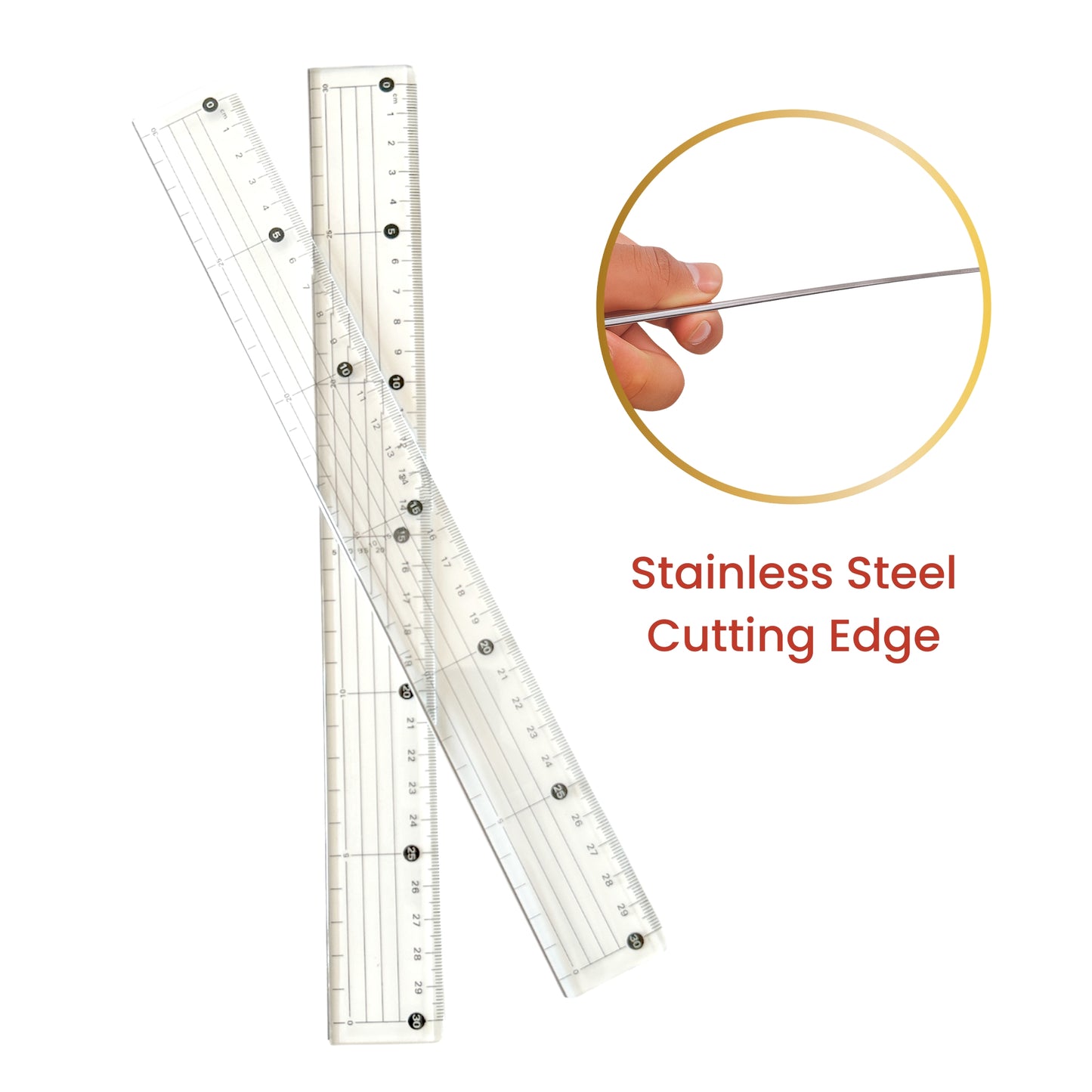 30cm Acrylic Cutting Ruler with Steel Edge