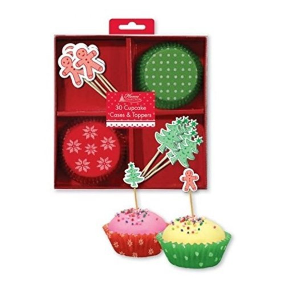 30 Christmas Cupcake Cases & Toppers