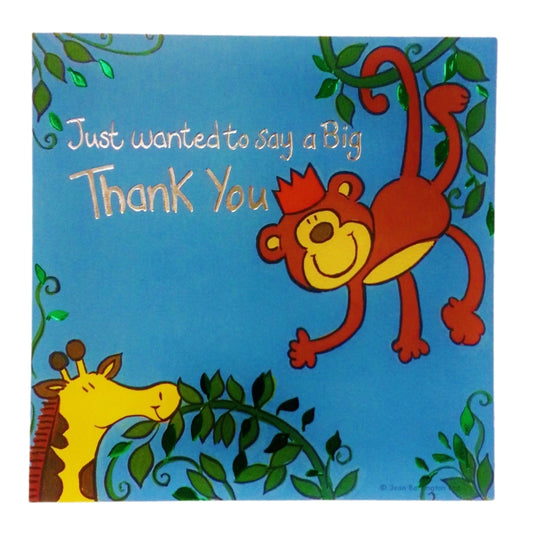 Pack of 10 Thank You Monkey Design Card Sheets For Birthday Party