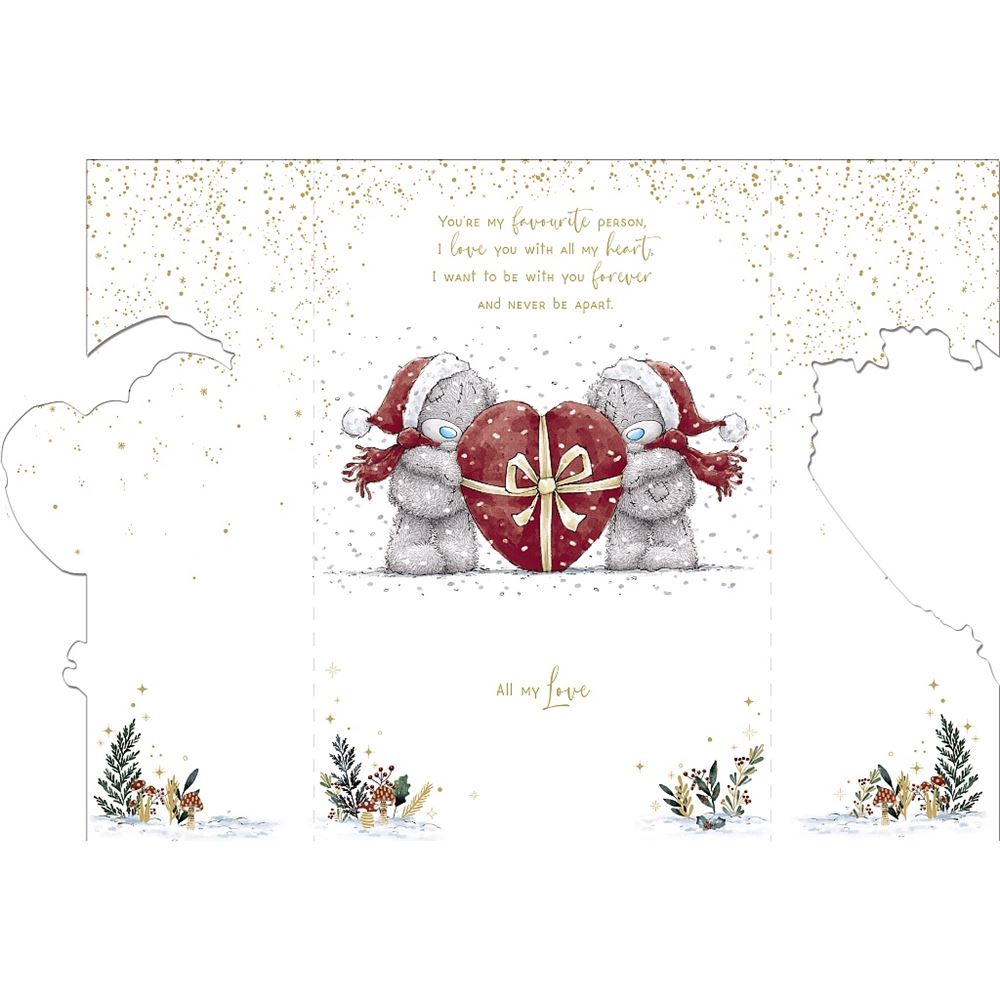 Bears With Heart For One I Love Handmade Luxury Fold-Out Christmas Card