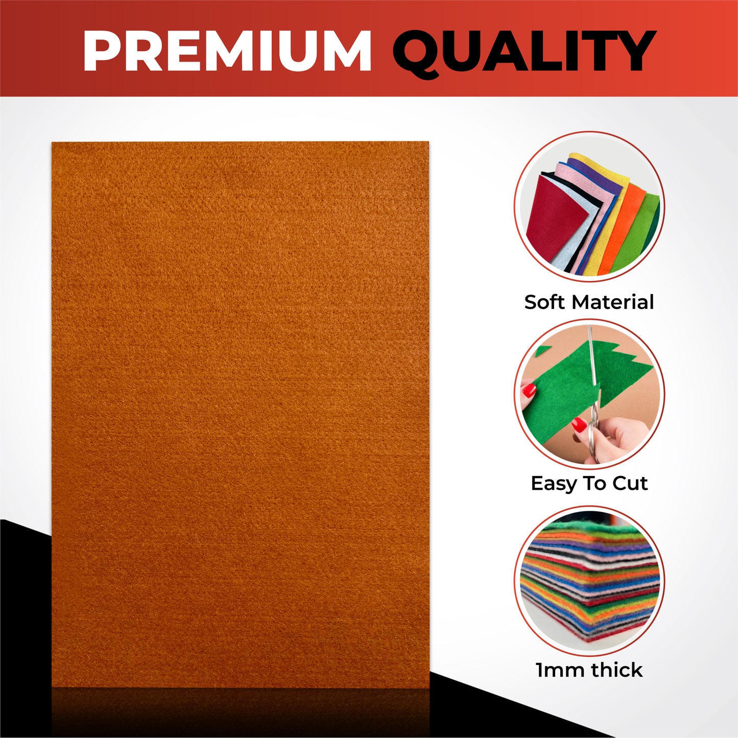 Pack of 50 A4 Assorted Coloured Felt 180gsm Sheets