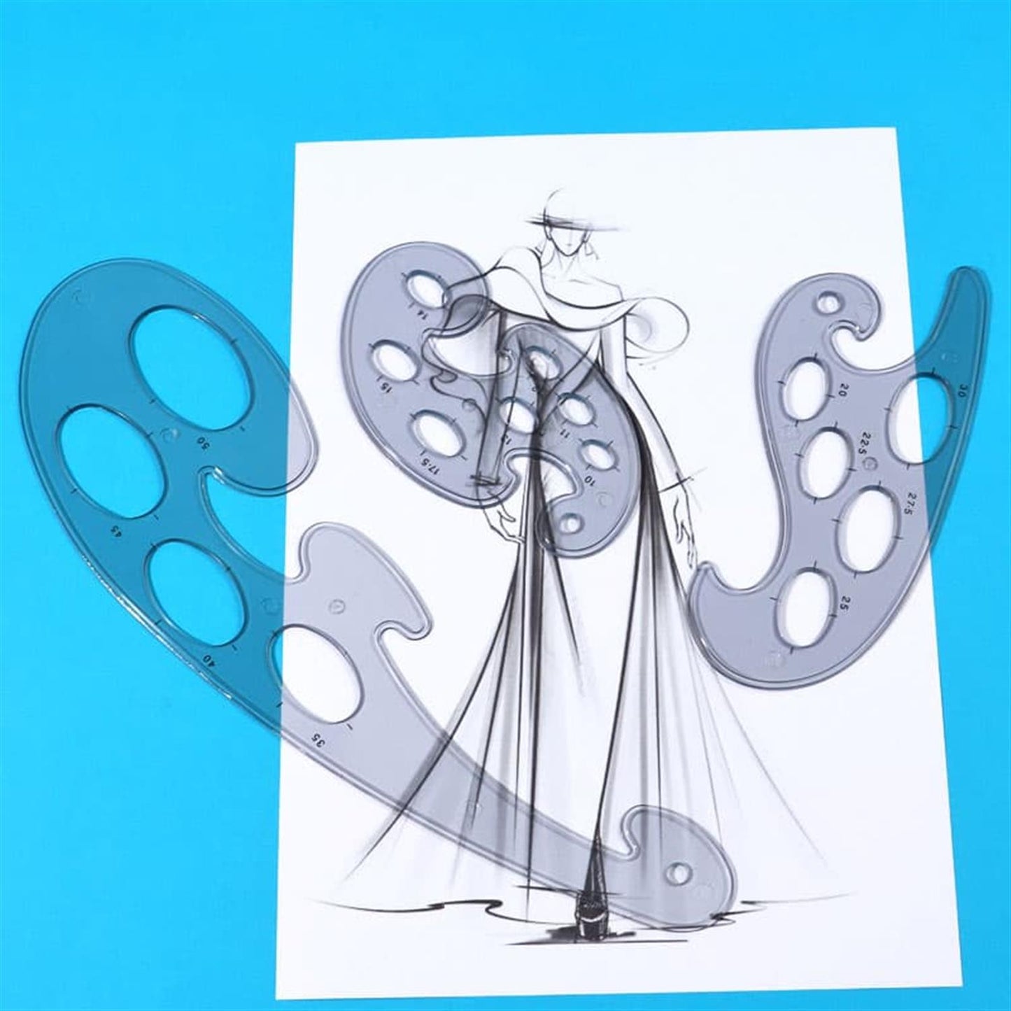 Pack of 3 Transparent Plastic French Curve Design Ruler Set