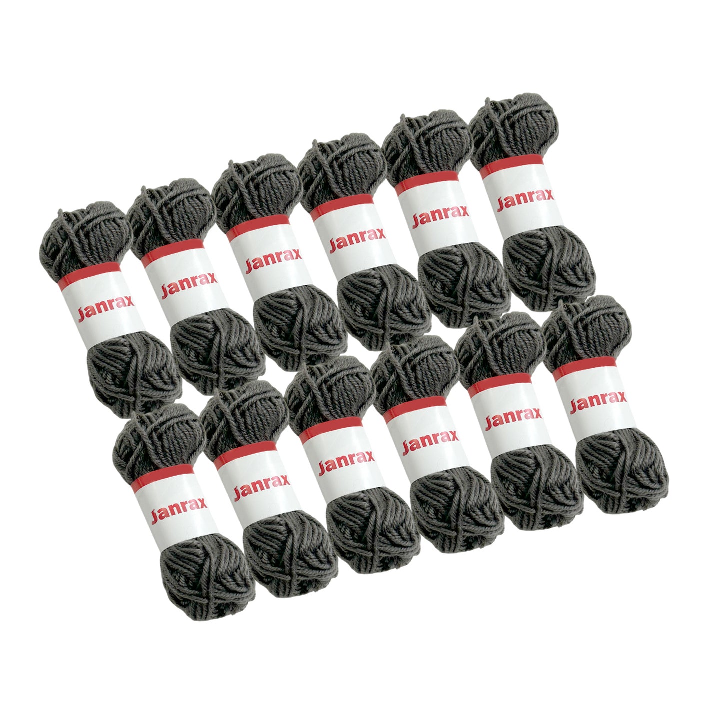 Pack of 20 Grey Acrylic Yarn Rolls – 10g each, 4 Strand 8 Ply Knitting Wool
