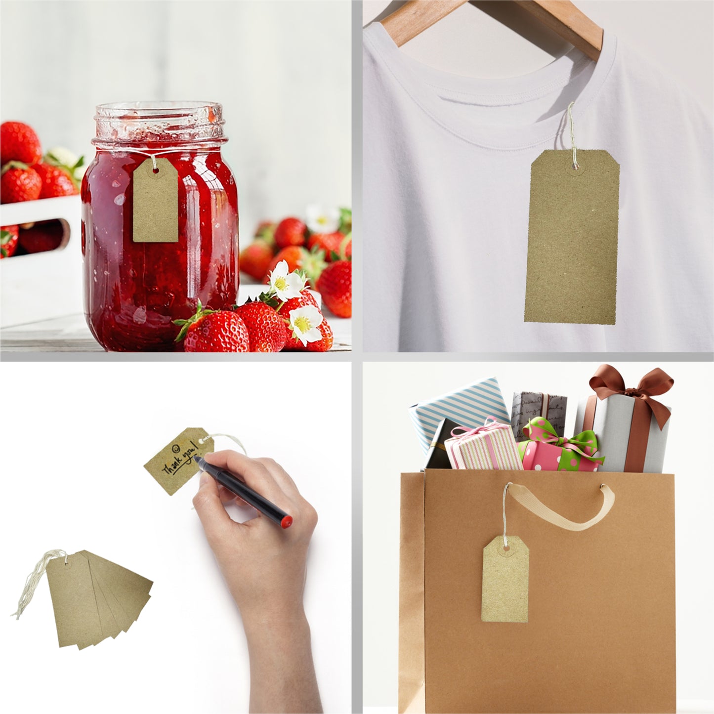 Pack of 100 Brown Buff Strung Tags 134mm x 67mm