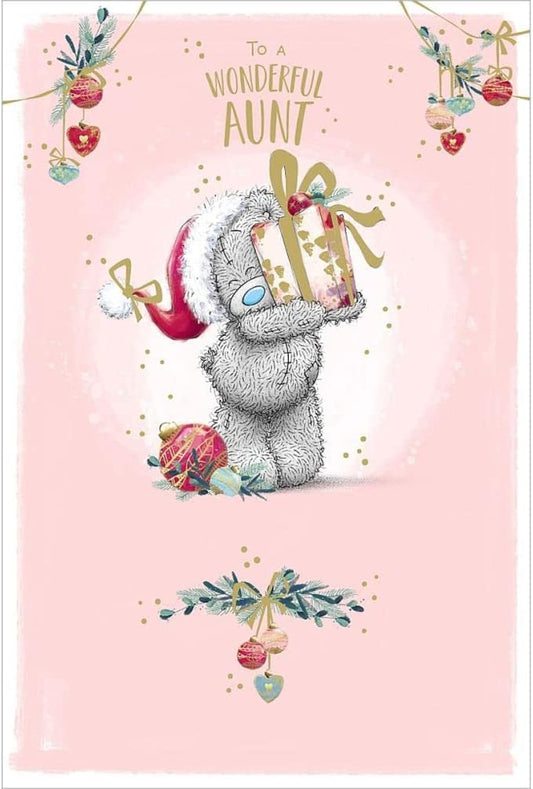 Bear Holding Gift Aunt Christmas Card