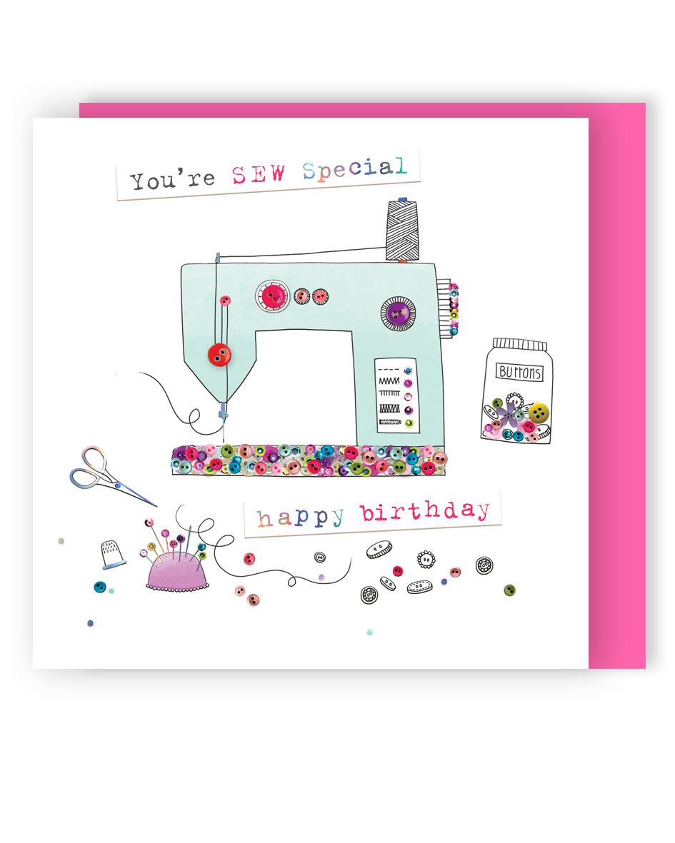 Sew Special Hand-Finished Buttons Embellished Birthday Card For Her