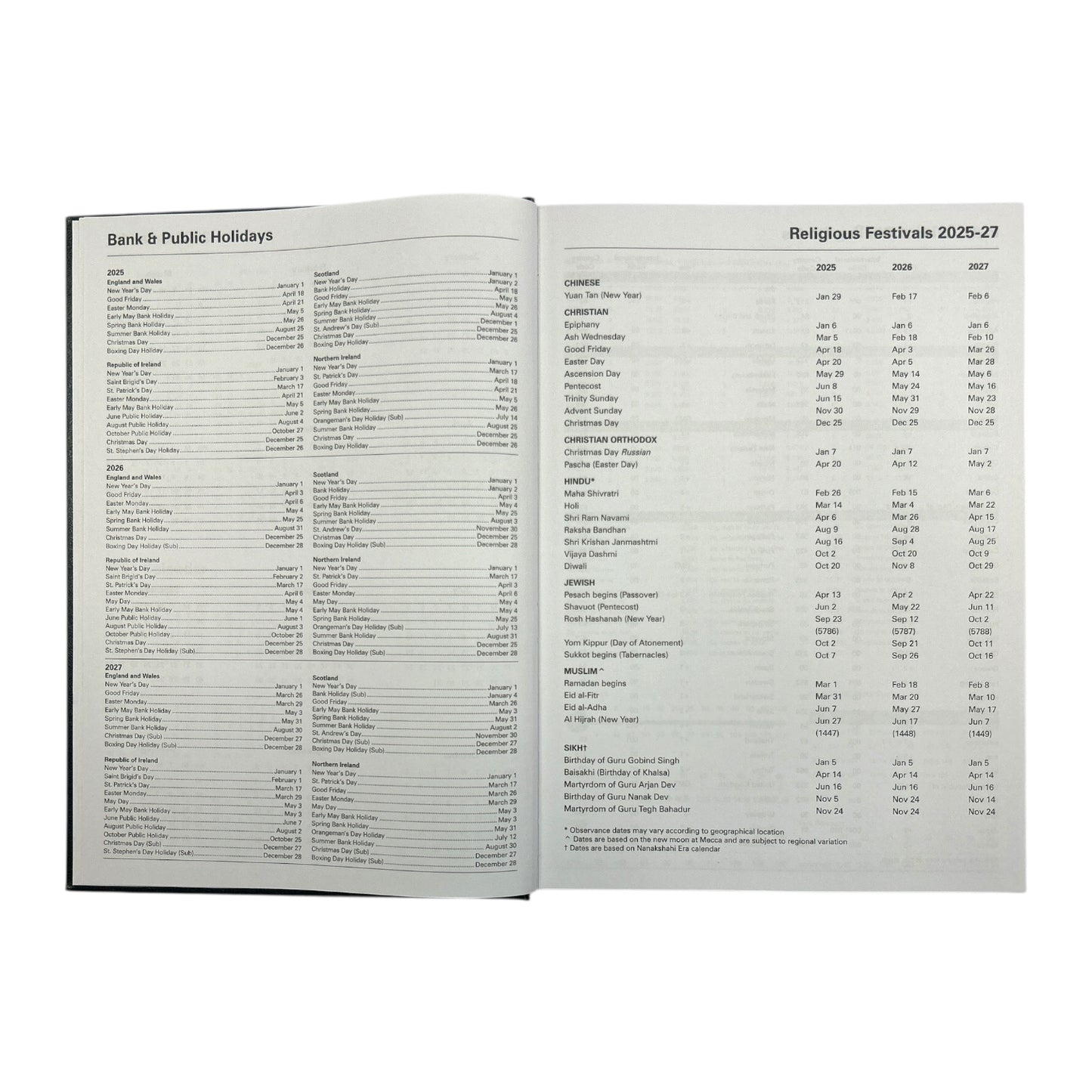 Janrax 2026 A4 2 Pages Per Day Black Desk Diary