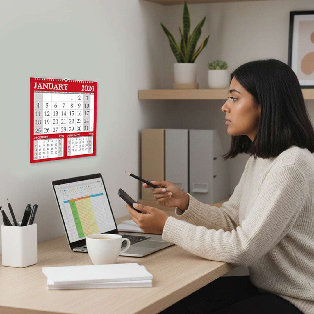 A4 Month To View Calendar 2026 – 297mm x 210mm