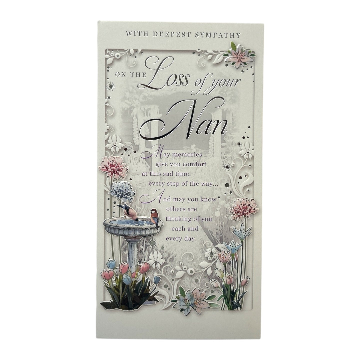 Loss of Nan Birdbath Fountain Design Sympathy Opacity Card
